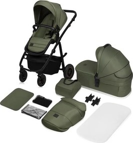 Lionelo - 2 az 1-ben kombinált babakocsi AMBER PLUS Zöld erdő
