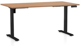 OfficeTech B állítható magasságú asztal, 160 x 80 cm, fekete alap, bükkfa