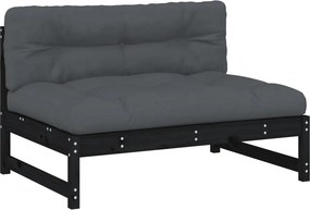 vidaXL fekete tömör fenyőfa középső kanapé 120 x 80 cm