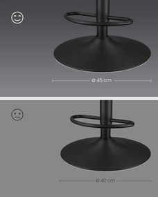 2 db bárszék szett, állítható magasságú , 44 x 48 x (90–112) cm, fekete színű