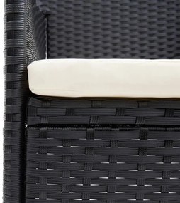 vidaXL 5 részes fekete polyrattan kerti étkezőgarnitúra párnákkal