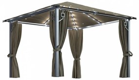Tópszínű alumíniumpavilon függönnyel/led fényfüzérrel 3 x 3 m