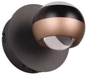 Fekete-rézszínű LED fali lámpa ø 10 cm Orbit – Trio Select