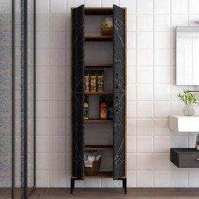 Tároló szekrény Berlin A - Walnut, Black Marble