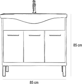Nerva 85 cm-es bútorhoz alsószekrény mosdóval fehér