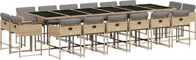 vidaXL 17részes vegyes bézs polyrattan kerti étkezőgarnitúra párnákkal