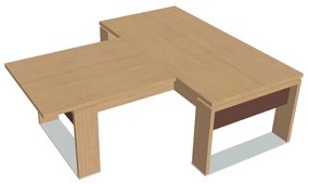 Verno+ S asztal 200 x 220 cm, kiegészítő íróasztallal, világos tölgy / barna