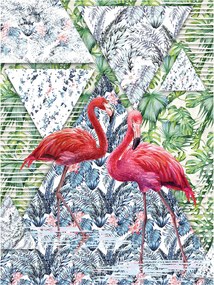 Fotótapéta Flamingók és trópusi levelek vinil 184x254 +ragasztó