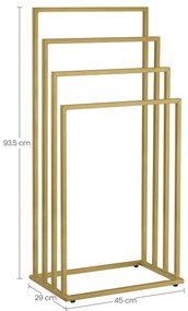 Törölközőtartó LINESTRO fémből 4 karral 93x45cm, arany
