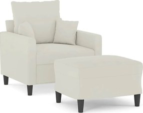 vidaXL krémszínű bársony kanapéfotel lábtartóval 60 cm