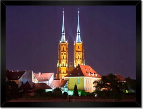 Poszterek keretben 40x30 Boroszló Éjszaka Katedrális