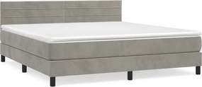vidaXL világosszürke bársony rugós ágy matraccal 180x200 cm