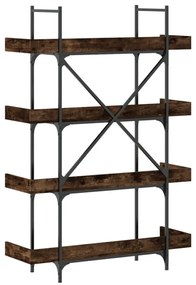 4 szintes füstös tölgy szerelt fa könyvespolc 100x33x145,5 cm