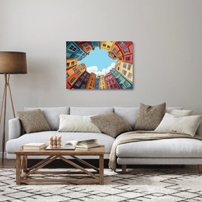 Üveg kép - Házak között (70x50 cm)