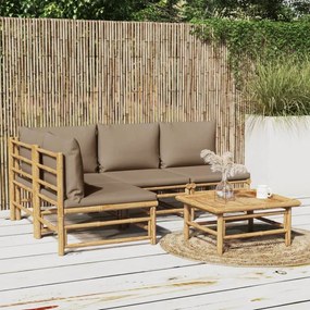5 részes bambusz kerti ülőgarnitúra tópszínű párnákkal