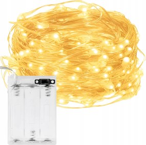 LED-es Karácsonyfa Lámpák Drót Dekoratív Elemek 100 Led Fehér Meleg 10m