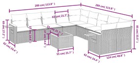 11 részes bézs polyrattan kerti ülőgarnitúra párnákkal