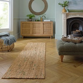 Zöld-natúr színű kétoldalas kézi szövésű juta futószőnyeg 60x230 cm Jute Boucle Green – Flair Rugs