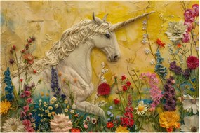Kép - Egyszarvú virágokkal (90x60 cm)