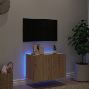 sonoma tölgy színű fali TV-szekrény LED-ekkel 60x35x41 cm