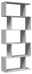 5 szintes betonszürke fa térelválasztó könyvespolc 70x24x161 cm