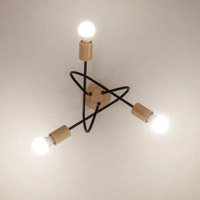 OXFORD felületre szerelt mennyezeti csillár 3xE27/15W/230V fenyő/fekete