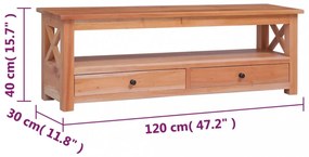 tömör mahagóni TV-szekrény 120 x 30 x 40 cm