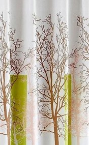 Zuhanyfüggöny 180x180cm, poliészter, fehér/zöld, fa