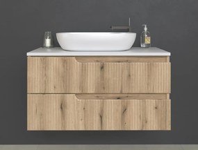 Piramida EURIDIKA fali fürdőszobabútor - mosdópult mosdó nélkül -2 fiókos - PINO TÖLGY - 100 x 48 x 53 cm