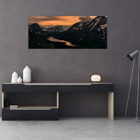 Egy tó képe a hegyek között (120x50 cm)