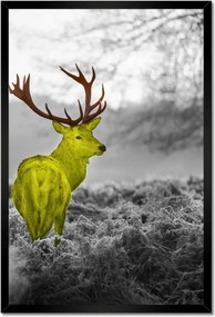 Poszter keretben 40x60 Sárga szarvas Erdő Tájkép