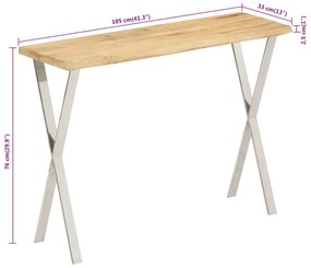 tömör mangófa konzolasztal természetes éllel 105 x 33 x 76 cm