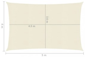 krémszínű HDPE napvitorla 160 g/m² 4 x 5 m