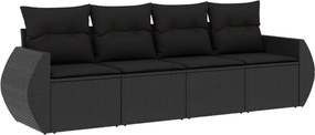 vidaXL 4 részes fekete polyrattan kerti ülőgarnitúra párnákkal