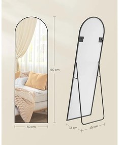 Teljes alakos tükör, 160 x 50 cm, tintafekete