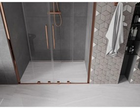 Mexen Velar Duo, nyitható tolóajtó 160x200 cm, 8mm átlátszó üveg, rózsa arany, 871-160-000-02-60