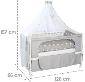 Fehér gurulós babaágy baldachinnal 60x120 cm Little stars – Roba