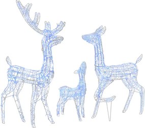 vidaXL 300 LED-es kék akril karácsonyi rénszarvascsalád