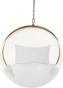 Függő fotel, átlátszó/arany/fehér, BUBBLE NEW TYP 1