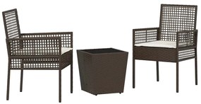 vidaXL Kert Bistro Készlet 3 pcs Barna polirattan
