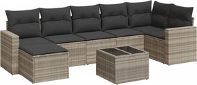 vidaXL 8 részes világosszürke polyrattan kerti ülőgarnitúra párnával