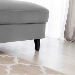 Szürke bársony kinyitható-tárolóhelyes sarokkanapé (jobb oldali-heverő résszel) Foble – ELTAP