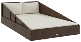 Barna polyrattan kerti ágy 110 x 200 cm