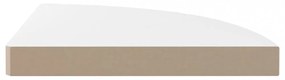 magasfényű fehér MDF lebegő sarokpolc 25 x 25 x 3,8 cm
