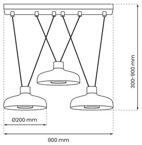 Csillár zsinóron LINEA 3xGX53/12W/230V fekete