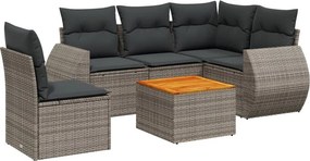 vidaXL 6 részes szürke polyrattan kerti ülőgarnitúra párnákkal