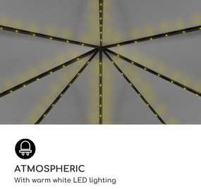 Pantheon Solid Sky Ambient Solar, pavilon tetővel, 3 × 4 m, polikarbonát, alumínium, megvilágított