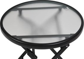 Összecsukható asztal üveglappal fekete Ø 45 cm acél