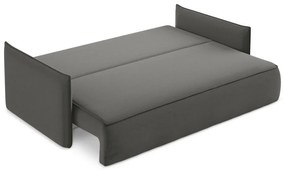 Sötétszürke bársony kinyitható-tárolóhelyes kanapé 225 cm Hula – Makamii