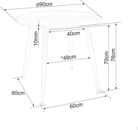 Kerek étkezőasztal NELVO 90 cm, travertin/kasmír